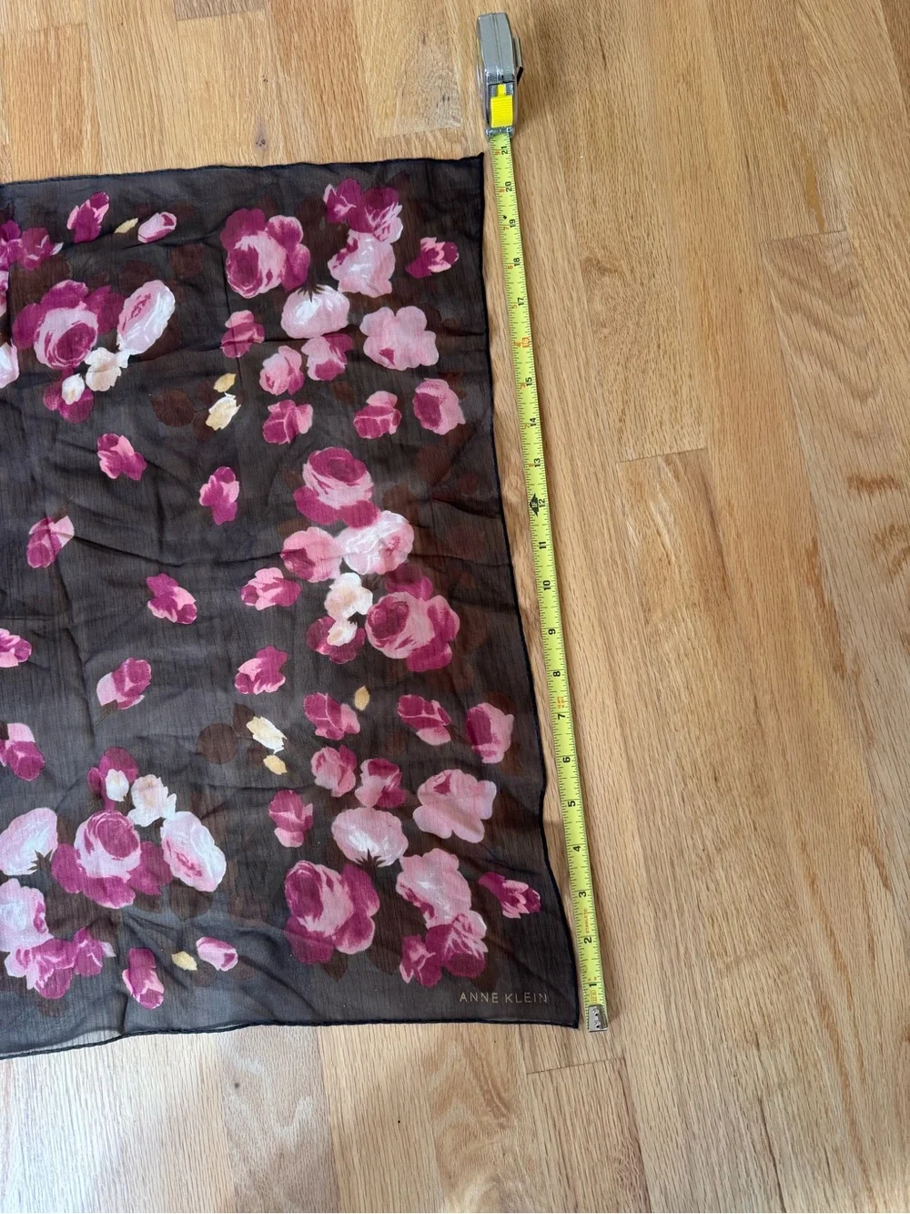 Vintage 1980s/90s Talbots Ann Klein Silk Black Floral Scarf NWT